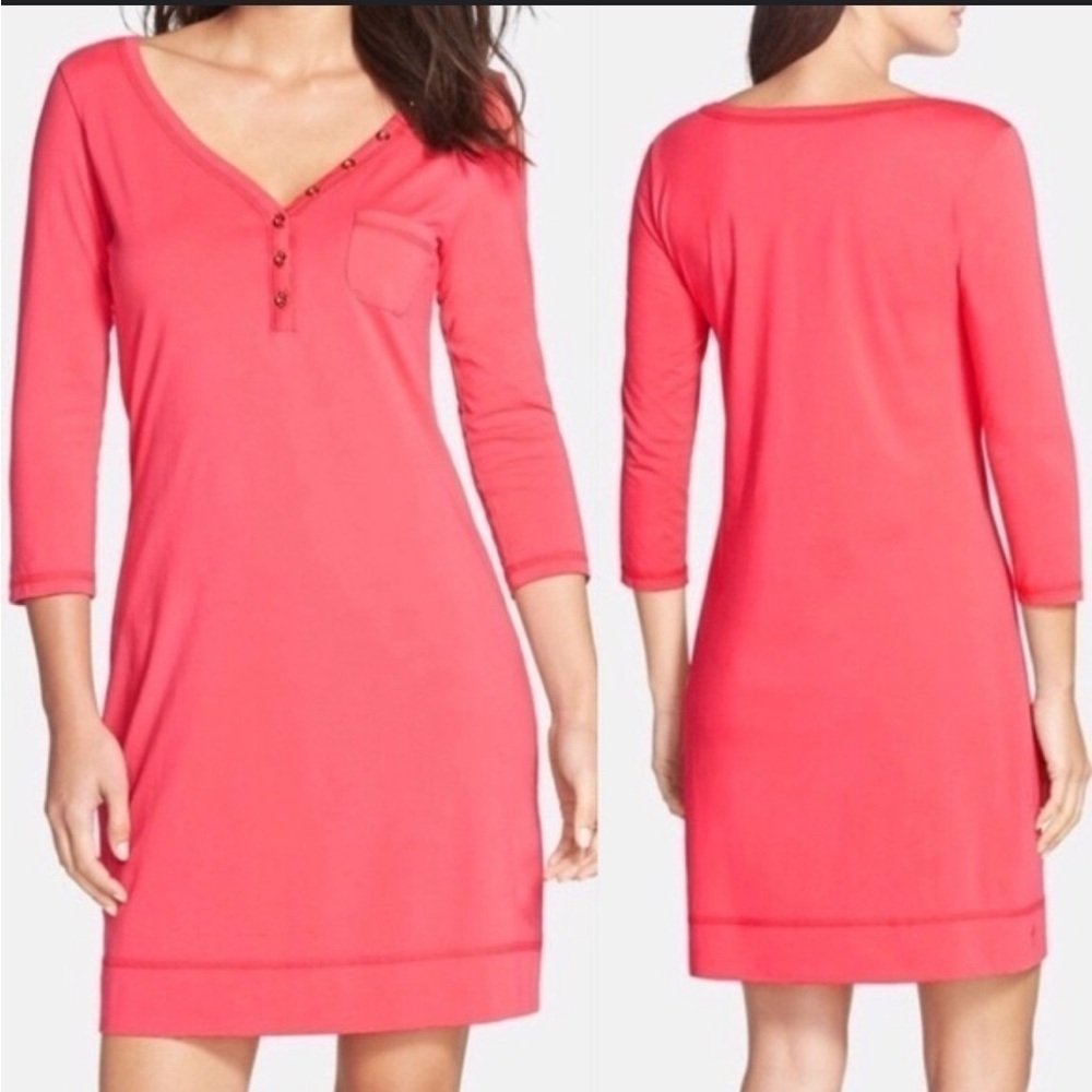 Lilly Pulitzer Island Coral Palmetto Dress 100% Pima Cotton Size XS